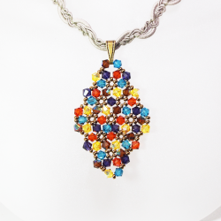 Pendant 40cm - Xochitl Rhombus M-Khaki Braid - Pendant 40cm - Laiton bronze